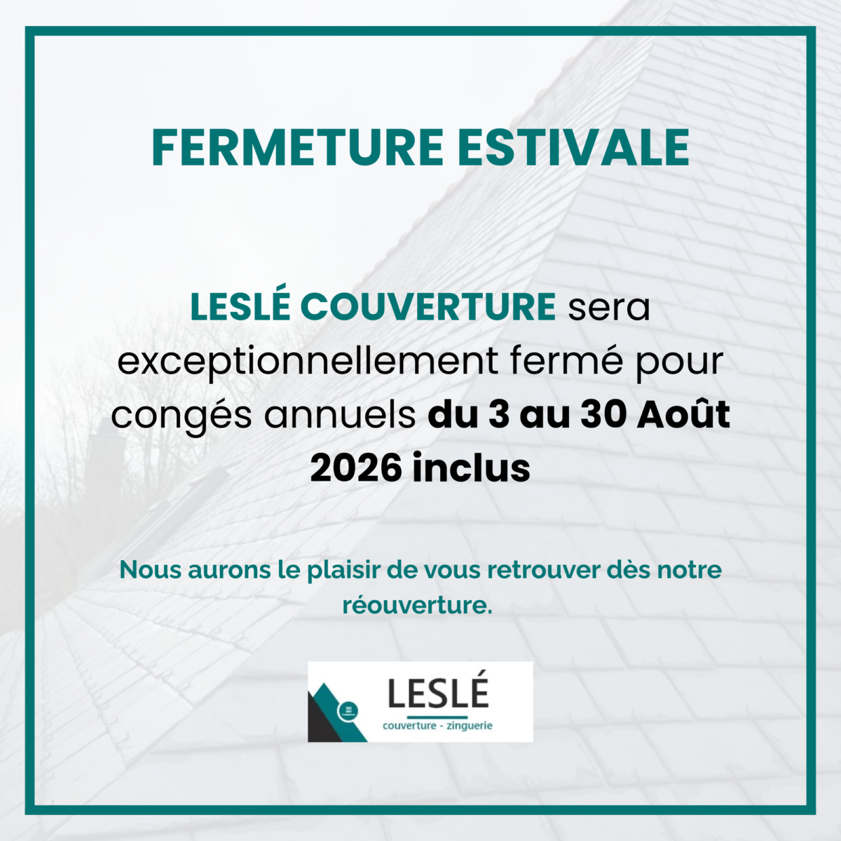 Fermeture estivale - Leslé Couverture